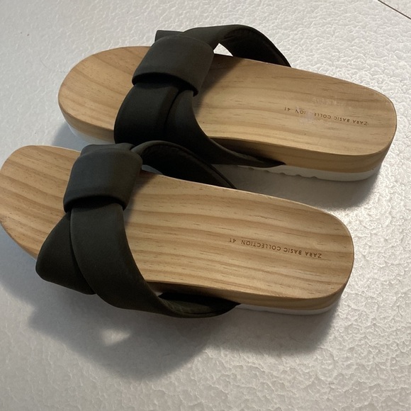 Zara Wooden Sole Cloth Slides Sz EU 41 US10 - Picture 6 of 11